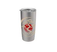 Árbol bonsái rojo sol japonés arte tradicional símbolo de paz Vaso térmico de acero inoxidable de doble pared