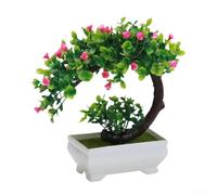 Árbol bonsái sintético estilizado para acento interior en entornos modernos minimalistas o tradicionales con proporciones equilibradas y detalles sutiles (rosa rosa)