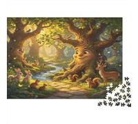 Árbol Bosque de Cuentos Puzzle de 1000 Piezas Papel para Adultos Amigos Animales del Bosque Juego de Puzzle 1000 Piezas Relajación Decoración Hogar Regalo Familiar 70x50cm/1000pcs