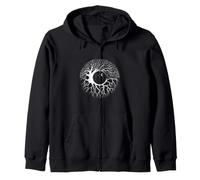 Árbol Celestial de la Vida, diseño Yin Yang, Luna mística y raíces Sudadera con Capucha