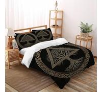 Árbol Círculo Funda De Edrojoón 3 Piezas 3D Impresa Celtic Land Tree con 2 Fundas De Almohada Double（200x200cm） Microfibra Juego De Cama para para Niñosy Hombres
