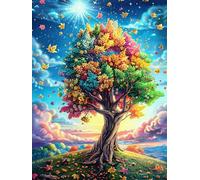 Árbol Colorido en el Bosque mágico Puzzles 300 Piezas Construir Maquetas Detalladas Paisaje de Cuento de Hadas en Caricatura Rompecabezas para Adultos Desafío Intelectual Juguete Educativo 3D Moderno