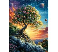 Árbol con Flores al Atardecer Rompecabezas 500 Piezas Cartón para Parejas Cuento de Hadas de acompañamiento mágico Actividad Tiempo Libre Terapia Relajación Decoración Salón Regalo Sorpresa 500 PCS