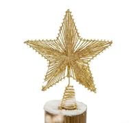 Árbol con forma de estrella brillante, hecho de metal para proporcionar una decoración duradera y encantadora para el árbol de Navidad (25 cm dorado)