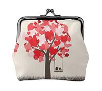 Árbol con pájaros en Columpio Estampado pequeño Monedero Kiss-Lock Bolsa de Cuero Cambio Billetera Regalos para Hombres y Mujeres