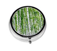 Árbol de abedul, pastillero, pastillero cuadrado para bolsillo o monedero, pastillero pequeño, organizador de pastillas de viaje