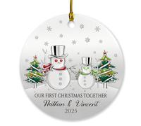 Árbol de adorno con nombres personalizados "Our First Christmas Together" 2025, regalo colgante de recuerdo para parejas de recién casados 2025