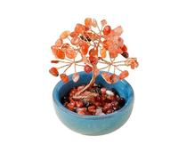 Árbol de Amatista, Árbol de Piedras Preciosas de Cristal Curativo Natural, Bonsái Feng Shui, Decoración de Oficina en Casa, Objetos para Vivir, Regalos de Cristal (Ágata Roja)