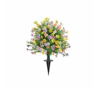 Árbol de bola topiario artificial de boj con estaca de tierra, arbusto falso resistente a los rayos UV para decoración de jardín, planta sintética de plástico morado para uso en interiores y