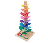 Árbol de bolas de madera grande - Árbol sensorial montessori - Circuito de bolas - pétalos de madera multicolor - 60 cm