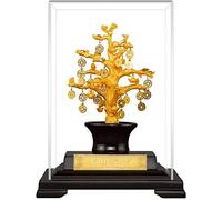 Árbol de bonsái de piedras preciosas/árbol de cristal, decoración de lámina dorada, manualidades para el hogar, Feng Shui, moneda china, árbol de dinero para la salud, riqueza y ganancias financieras,