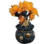 Árbol de bonsái de Piedras Preciosas/Árbol de Cristal Feng Shui Chino Citrino Cristal de Cuarzo Árbol de Dinero Lingote Monedero Decoración de bonsái Oficina Regalos para el hogar 7.8 Pulgadas ¿Dos