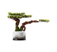 Árbol de bonsái pequeño artificial Árbol de bonsái artificial Abeto Maceta de cerámica blanca Plantas verdes falsas Árboles artificiales para la decoración de escritorio de la oficina en el hogar Sala