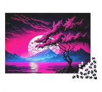 Árbol de Cereza de neón Puzzles 1000 Piezas De Cartón Grueso Puzle Clásico Anti Estrés Adultos para Actividad para Sobremesa como Regalo Original 70x50cm/1000pcs
