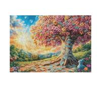 Árbol de Cerezo Atardecer Bosque Naturaleza Exterior Puzzle 300 Piezas Desafío Intelectual Avanzado Rompecabezas para Adultos Obra De Arte Colorido DIY Creativo Decoración Hogar 300 PCS