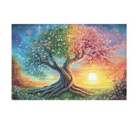 Árbol de Cerezo Atardecer Bosque Naturaleza Salvaje Puzzles 1000 Piezas Construir DIY 3D Sin Pegamento Rompecabezas para Adultos Maquetas Educativas Aliviar Estrés Estera Portátil 1000 PCS