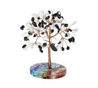 Árbol de Cristal Oficina Árbol De Dinero Cristal con Piedras, Escultura Base Resina, Decoración For El Hogar Y La Oficina Piedras Preciosas(Multi-Colored)