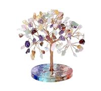 Árbol de cristales, Árbol de dinero cristal con piedras, base resina, escultura, decoración for el hogar y la oficina, decoraciones Feng Shui(Multi colored 1)
