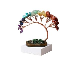 Árbol de Cristales, Árbol de Dinero Cristal, Cristales Naturales Reiki y Piedras medicinales, Cuentas Preciosas, árbol Chakras(Colourful)
