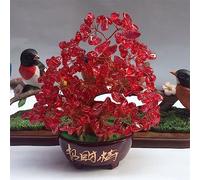 Árbol de Dinero de Cristal Feng Shui Bonsai, árbol de Cristal para Energía Positiva, Buena Suerte Reiki Curación Equilibrio Amatista Piedra Preciosa árbol Roca árbol, Riqueza Prosperidad(Rojo)
