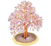 Árbol de dinero de Navidad de cristal en losa de ágata natural, decoración de estatuilla de bonsái de piedra de chip de caída hecha a mano para la riqueza y la suerte, amatista, citrino
