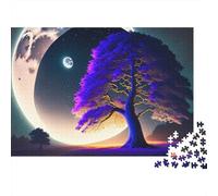 Árbol de fantasía Luna Rompecabezas 1000 Piezas Arte del árbol de la Luna Cartón Premium para Adultos Descanso En Casa para Entretenimiento Oferta Mejor Regalo 38x26cm/1000pcs