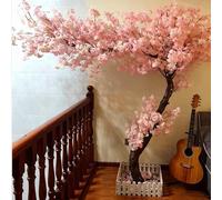 Árbol De Flor De Cerezo Rosa Artificial, Decoración De Flor De Seda De Sakura Falsa Hecha a Mano, para decoración de Interiores y Exteriores, Fiesta, Boda,001,120x100cm