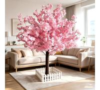 Árbol De Flor De Cerezo Rosa Artificial Flor de Cerezo Artificial Hecha a Mano Planta Grande Tronco de Madera Natural, Flores realistas para decoración del hogar,001,120CM*3.9ft/105CM*3.5ft