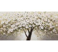 Árbol de Flores Blancas Diamond Painting Adultos, 5D Cuadrados Pintura Diamante Abstracto Square Drill Cuadro Diamantes Kit Completo 40x90cm, DIY Pintar con Diamantes para Decoración de Hogar (SQ602)