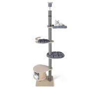 Árbol de gato ajustable de suelo a techo 236 x 271 cm Espacio de juego seguro Ambiance acogedor de madera contrachapada gris 20_0017972