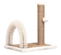 Árbol de gato compacto con cepillo de aseo arqueado | Raspador y alfombra integrados, bola colgante, elimina pelos sueltos, protege los muebles
