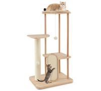 Árbol de gato de madera moderna 59 x 47 x 112 cm Zona de juegos Cómodo y rascador Diseño de madera natural Beige 20_0020879