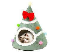 Árbol de gato de Navidad - Muebles para clima frío, condominio para gatos sobre el tema de las vacaciones con cojín de felpa suave, cómodo refugio festivo para gatos, diseño en forma de árbol, regalo