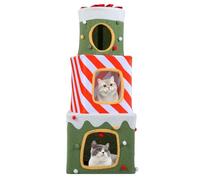 Árbol de gato Design 49 x 49 x 120 cm 3 Condominios Escondominios Juguetones Ambiente Acogedor de Madera Compuesto Colorido 20_0019148