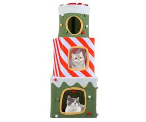 Árbol de gato Design 49 x 49 x 120 cm 3 Condominios Escondominios Juguetones Ambiente Acogedor de Madera Compuesto Colorido 20_0019148