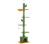 Árbol de gato interior 55 x 34 x 275 cm con nicho y hamaca altura ajustable moderna en panel de partículas verde 21_0007729