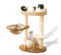 Árbol de gato moderno para gatos de interior, nidos de gato manual tejido a mano multinivel