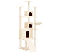 Árbol de gato mueble torre escalada juguete rascador escalada plataforma con rascadores sisal 175 cm crema 02_0022499
