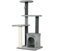 Árbol de gato multinivel, 45 x 40 x 103 cm, postes rascadores, nicho, moderno, en paneles de partículas, color gris 21_0007749