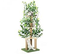 Árbol de gato para trepar, árbol de gato con hojas para gatos de interior, escalar, esconderse, rascar y dormir
