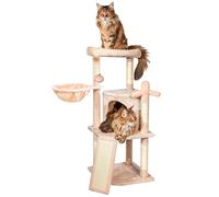 Árbol de gato, rascador para gatos, 1 percha, 1 nicho, 1 hamaca, 1 bola, columnas de sisal, peluche, multiniveles, torre, altura 106 cm, beige, paitsy