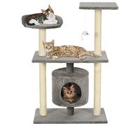 Árbol de gato rascador rascador nicho juguete animales pelucado sisal 95 cm gris 3702242