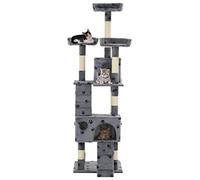Árbol de gato rascador raspador nicho juguete animales pelucado sisal 170cm huellas de patas grises 3702079