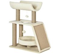 Árbol de gato Salón 60 x 30 x 76 cm rascador sisal Plataforma Confort Diseño Moderno en Paneles de Partículas Marrón Claro 21_0007667