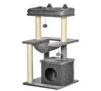 Árbol de gato torre de juego 48 x 48 x 90 cm espacio de descanso y rascador funda lavable estilo escandinavo moderno de madera gris 21_0007669