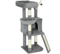 Árbol de gato Torre de juegos 40,5 x 40,5 x 103 cm hamaca Nicho y Plataformas Descanso y garada Contemporáneo en sisal Gris 21_0007752