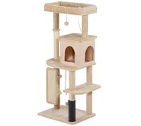 Árbol de gato Torre de juegos 55 x 44 x 132 cm con cama casa rascador escandinavo limpio en panel de partículas beige 21_0007723