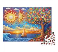 Árbol de Girasol Surreal 1000 Piezas Cartón Grueso Rompecabezas Premium para Adultos Difícil Desafío Juego 52x38cm/1000pcs