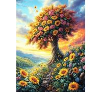 Árbol de Girasoles en Campo de Flores Puzzle 500 Piezas Obra De Arte 3D Realista Mitos fantásticos Rompecabezas para Hombres Y Mujeres Desafío Intelectual Estera Portátil DIY Moderno 500 PCS