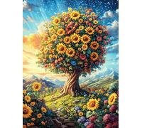 Árbol de Girasoles Rompecabezas 500 Piezas Cartón Grueso para Parejas Cuentos de Hadas de Animales y Plantas Desarrollo Habilidades Pieza Decorativa Casa Pack Completo Regalo Cumpleaños 500 PCS
